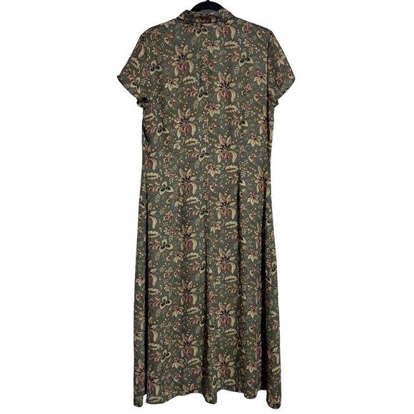 Vintage Charter Club Cottagecore PrairieFloral Shirt Dress Size 12  Green Tapest - Picture 5 of 10
